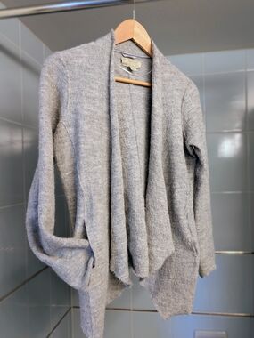 Wool Open-Front Shawl Cardigan